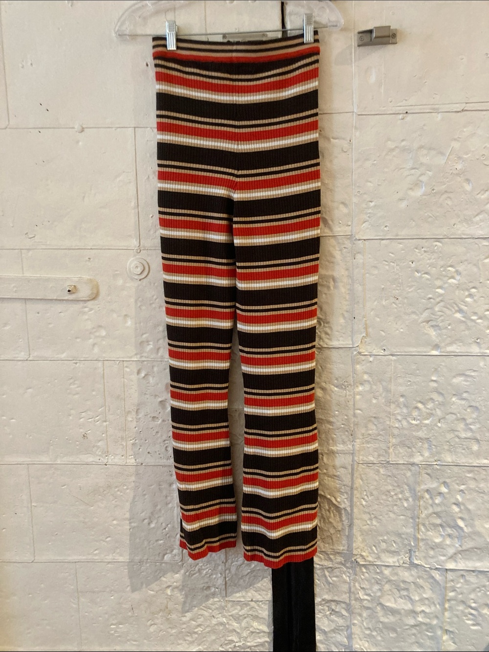 Striped Ribbed Boot-Cut Pants - Brown & Red - Picture 2 of 6